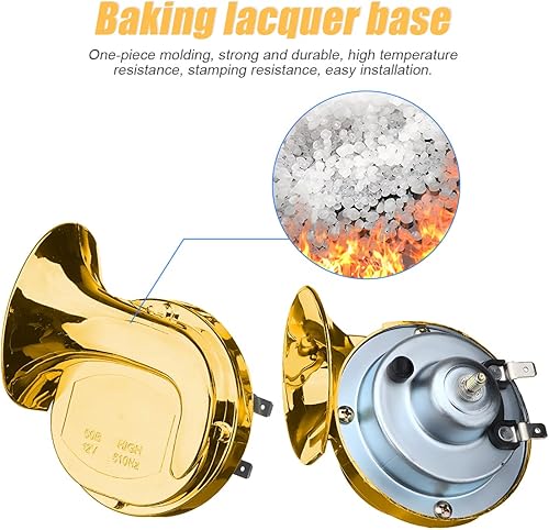 Miniatura 5 de 2 bocinas de tren súper fuertes de 300 dB, kit de repuesto de bocinas de aire impermeables de 12 V, bocina doble de caracol eléctrico para