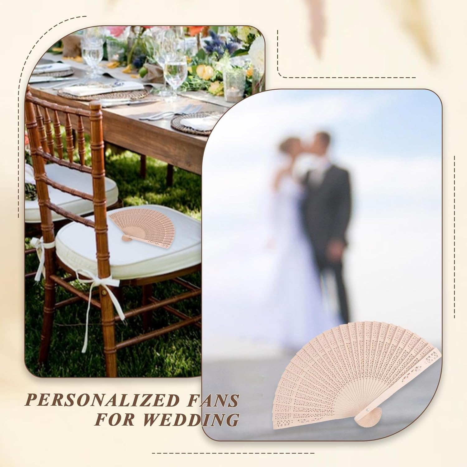 50Pcs Personalized Folding Hand Fans，Custom Engraved Text Wedding Wooden Fans for Party Favors Bridal Shower Wedding Gift for Guests Bulk (50)