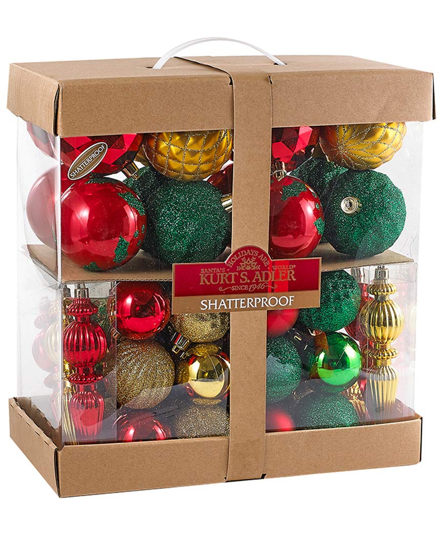 Kit de 58 garnitures d'arbre Kurt Adler rouge et vert pour Noël