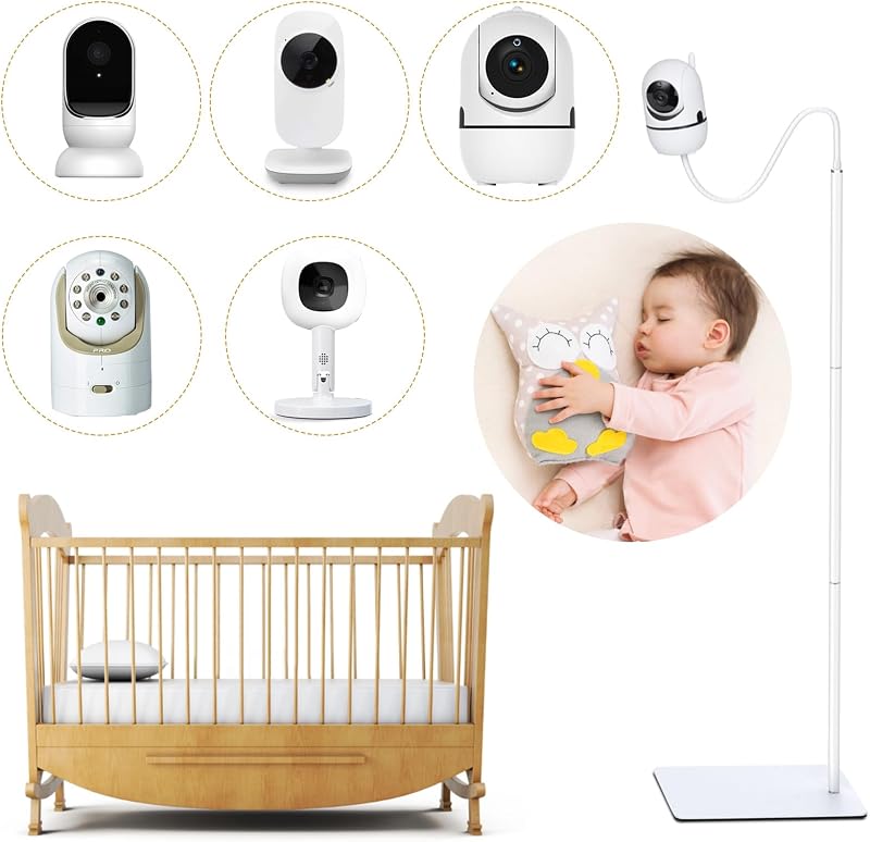 Baby Monitor Stand for HelloBaby,Nanit Pro,Optics DXR-8 Pro,Vtech,Momcozy BM01,Owlet,Eufy,Motorola Baby Camera, Universal Adjustable Baby Monitor Mount Holder