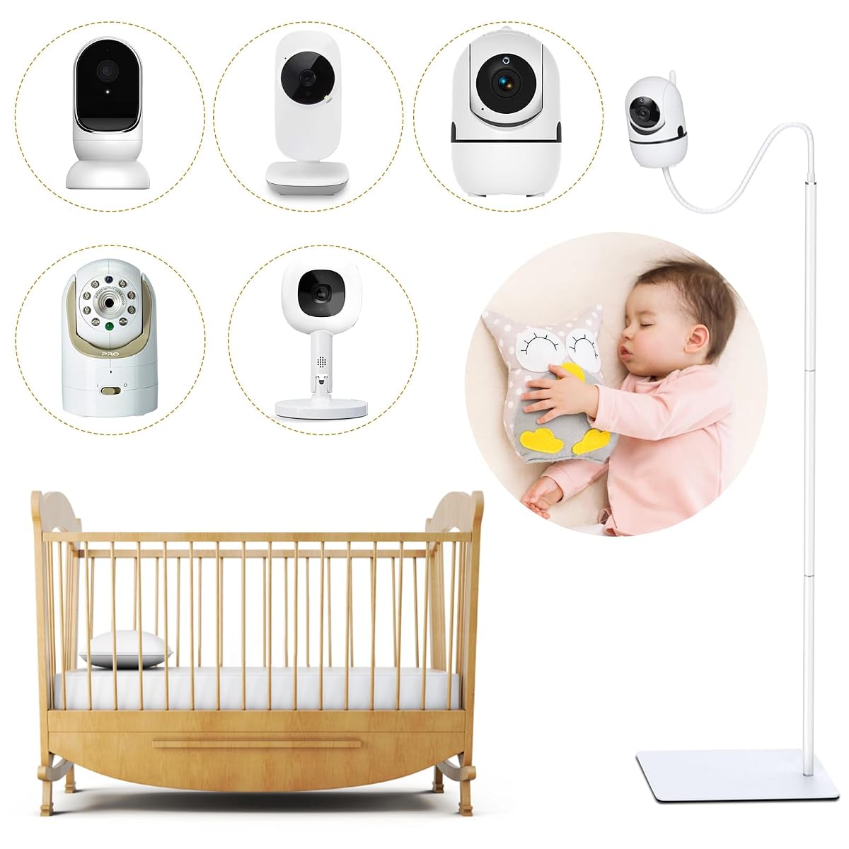 Baby Monitor Stand for HelloBaby,Nanit Pro,Optics DXR-8 Pro,Vtech,Momcozy
