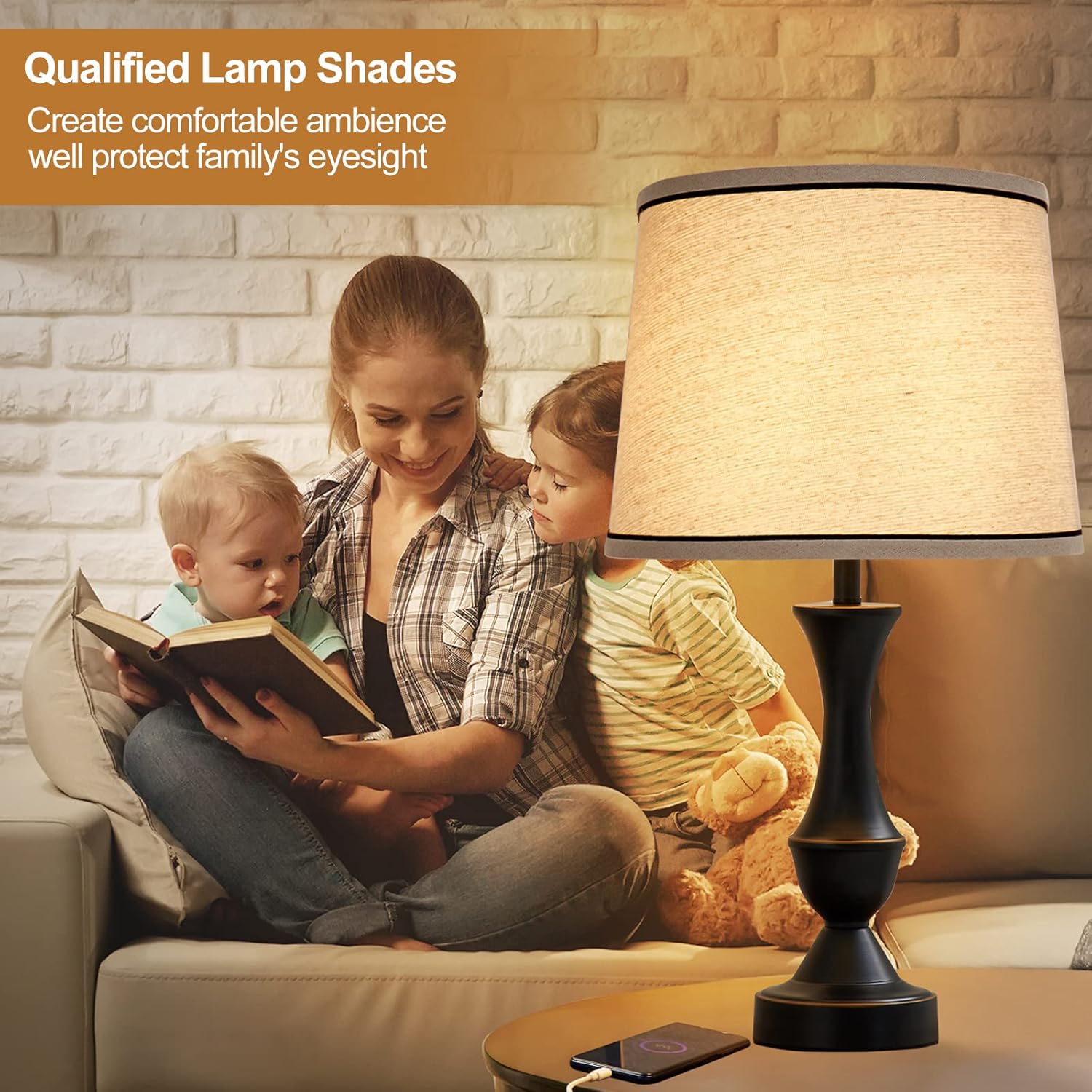 lampshades medium set of 2 for table/ Floor Lamps, High, Medium Fabric Drum Lampshades, 13" Top x 11" Bottom x 10" Lampshades, Harp Holder Included