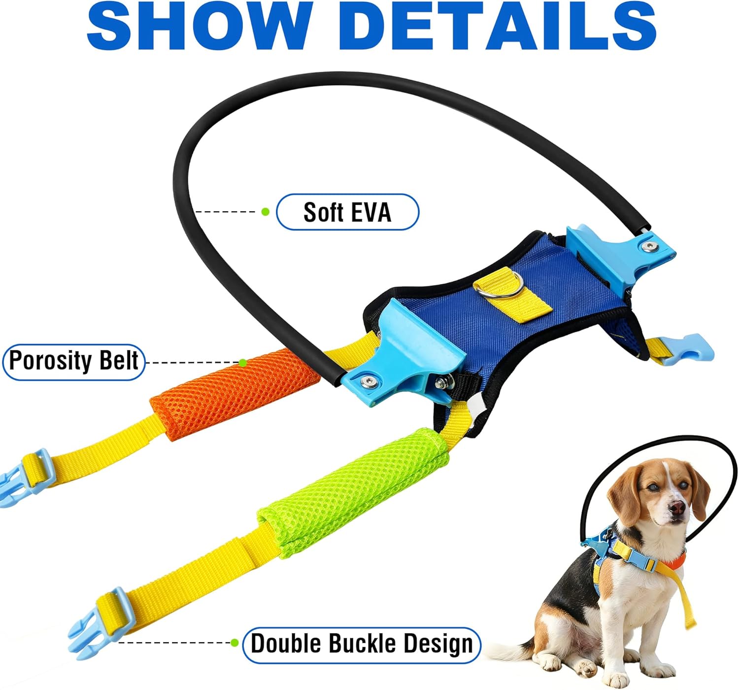 Protective Dog Halo for Blind Dogs, Adjustable Protective Ring Harness for Visually Impaired Dogs,Safe Navigation Aid for Visually Impaired Dogs (XS for 17-21in)