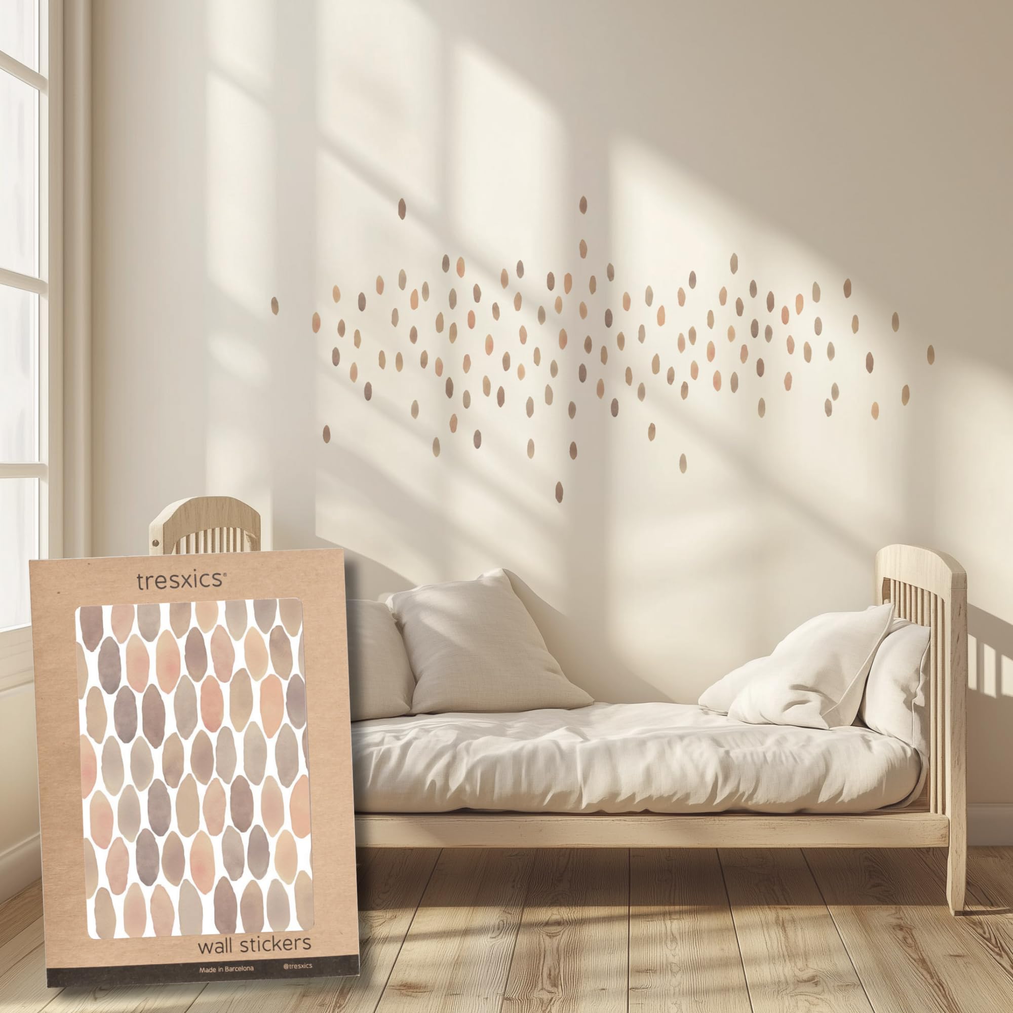Effet papier peint adhesif mural gouttes aquarelle marron