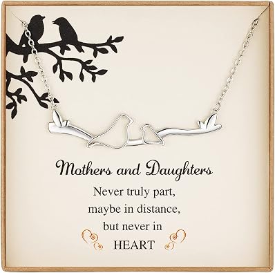 Mom Necklace Gifts from Daughter, Mother Daughter Necklace with Birds