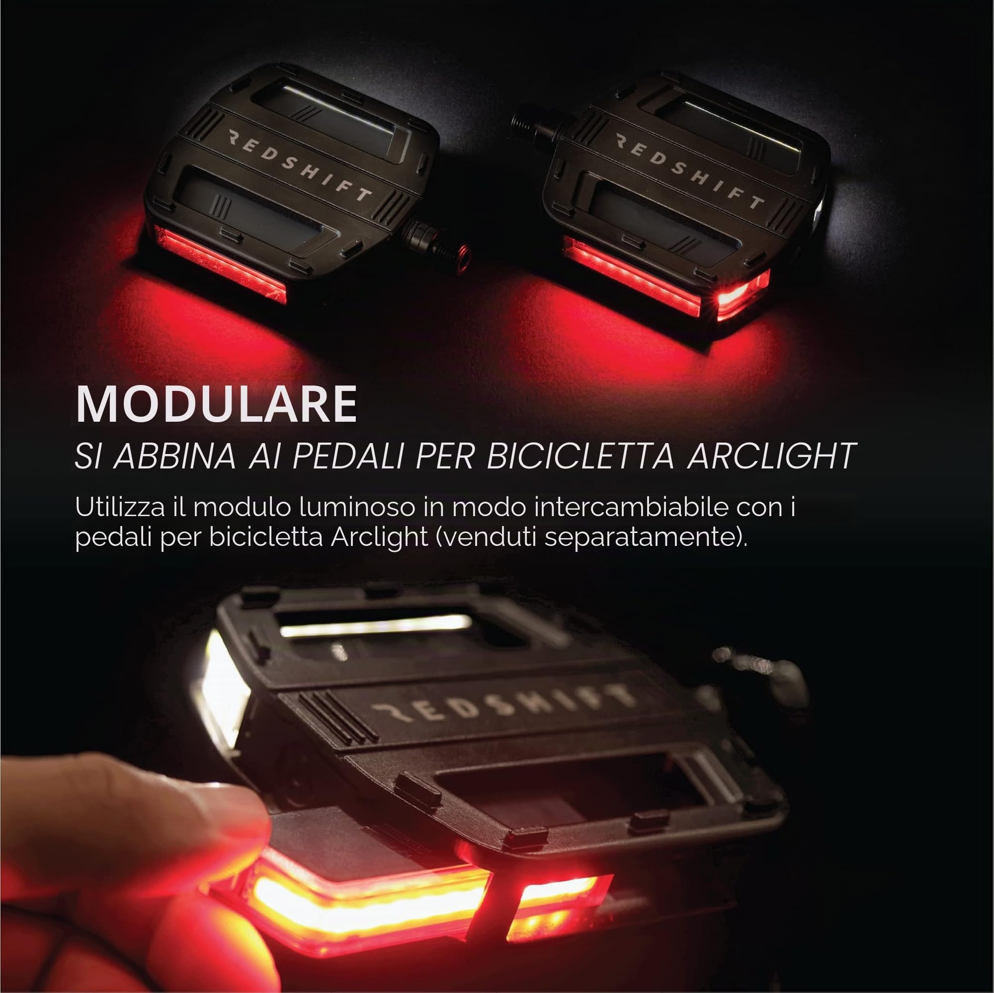 Luce per bicicletta LED REDSHIFT ARCLIGHT, Luce anteriore-posteriore della bici per la guida diurna e notturna, durata della batteria 36+HR, accensione/spegnimento automatico, USB, ultra luminosi