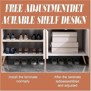 Shoe Rack Bench with Door - Modern Slim Hidden Shoe Cabinet Seat for High Heels, Entryways, Hallways, Closets - Hallway Shoe Bench With Door