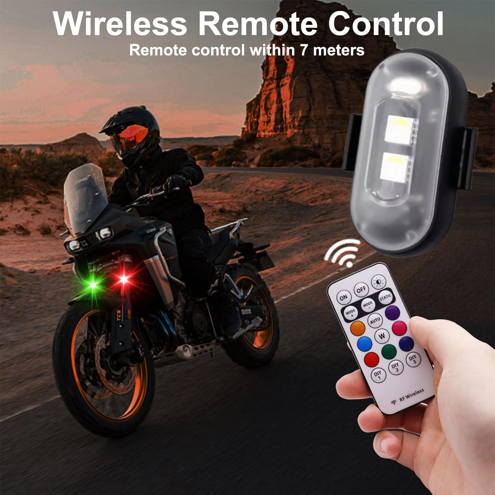 Summer LED Lights for Car, Remote Control Strobe Light, led Anti-Collision Lights, Drone Strobe Light, Velcro led Lights for car, Wireless led Strobe Lights with Remote Control for car (10 Pcs)