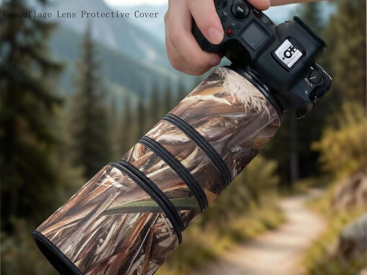 Lens Cover for Canon RF 100-400mm F/5.6-8 L is USM Lens Protective Camouflage Lens Protection Sleeve Rain Cover (Color # Withered Grass Camouflage)