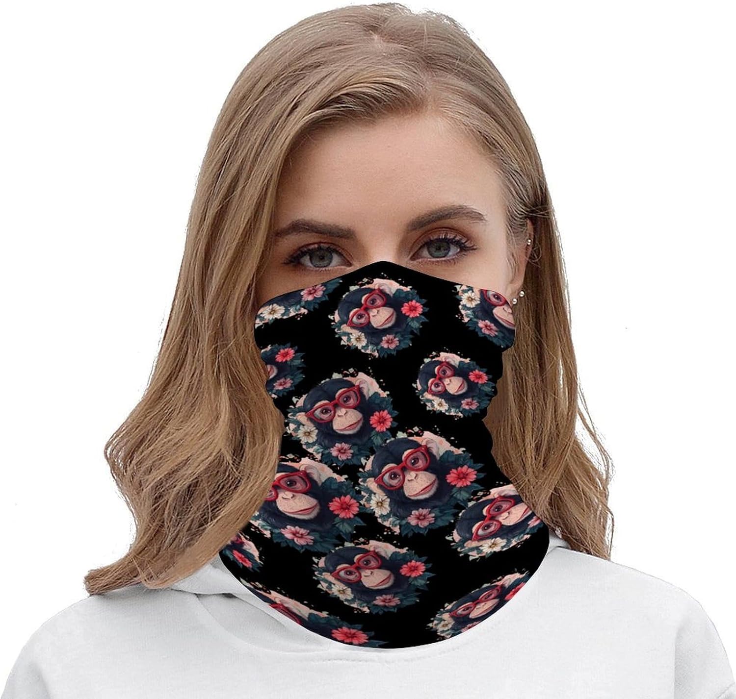 Funny Monkey Face Cover Neck Gaiters for Men Women Sun Protection Mask Scarf Hiking Bandana
