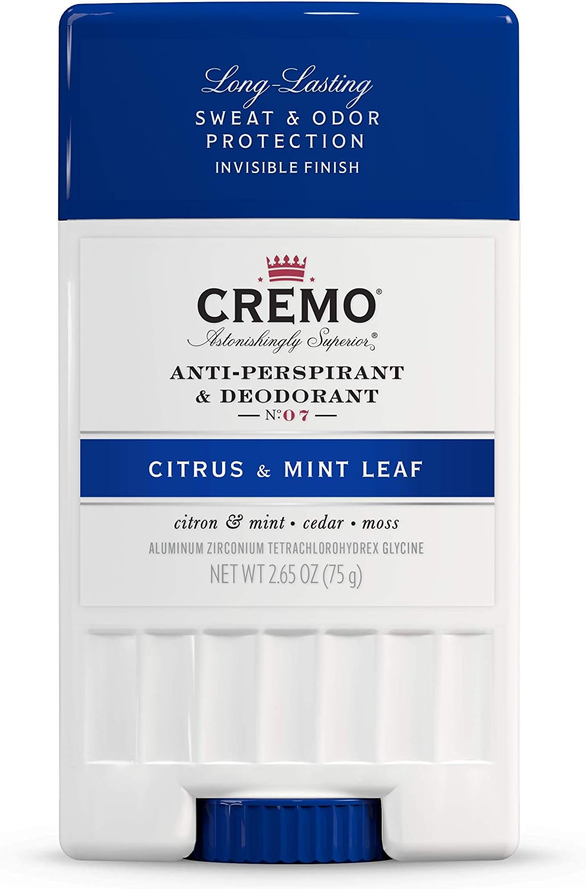 CremoCitrus & Mint Leaf Anti-Perspirant & Deodorant, Long-Lasting Sweat & Odor Protection, 2.65 Oz
