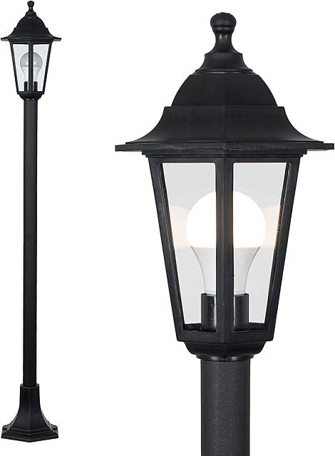MiniSun Traditional Victorian Style 1.2m Black IP44 Outdoor Garden Lamp Post Bollard Light