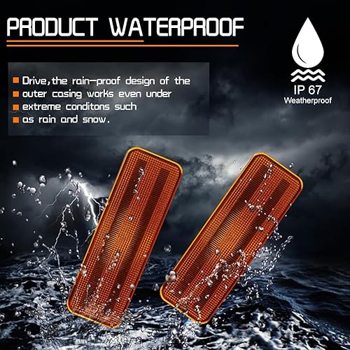 Miniatura 18 de Para 1980 1981 1982 1983 1984 1985 1986 Ford BRONCO F-150 F-250 F-350 Luces de marcador laterales de parachoques delantero lente ámbar LED Luces LED