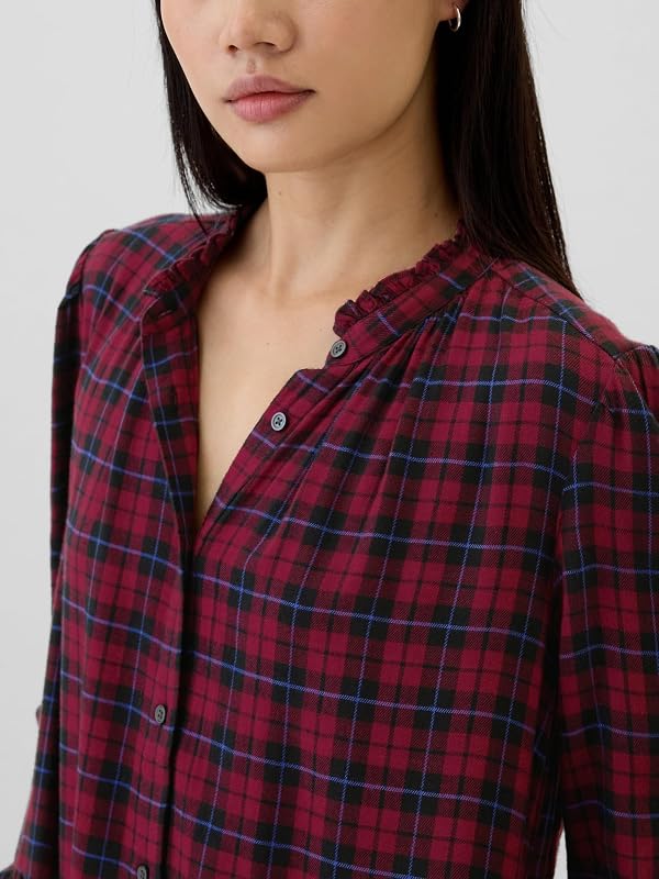 GAP Women's Long Sleeve Flannel Dress, Red Black Plaid, Medium by GAP - Used condition - Image 6