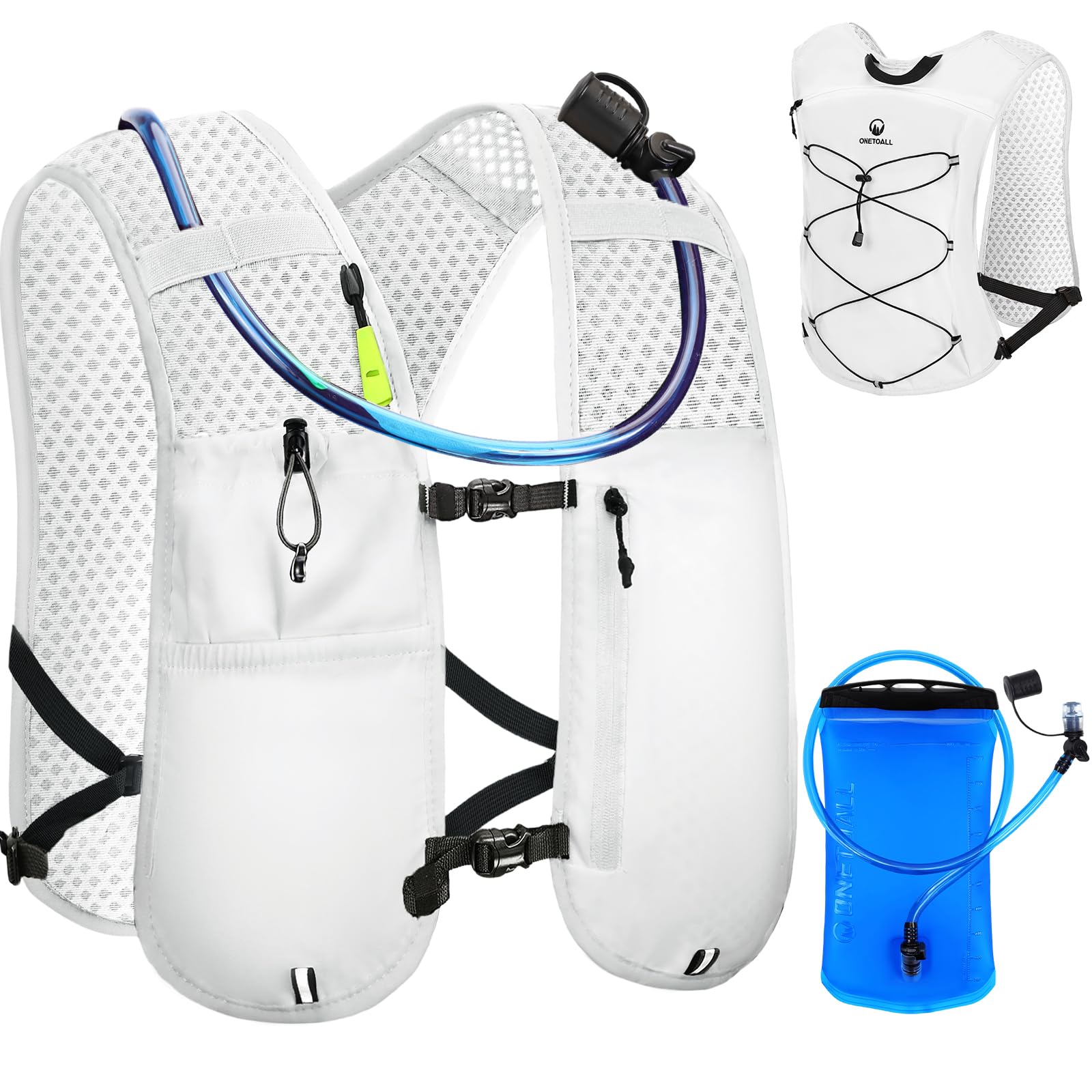ONETOALL Running Vest Women, Lightweight Hydration Vest Mens, Breathable Running Backpack Gifts for Trail Running, Marathon, Cycling, Hiking, Skiing