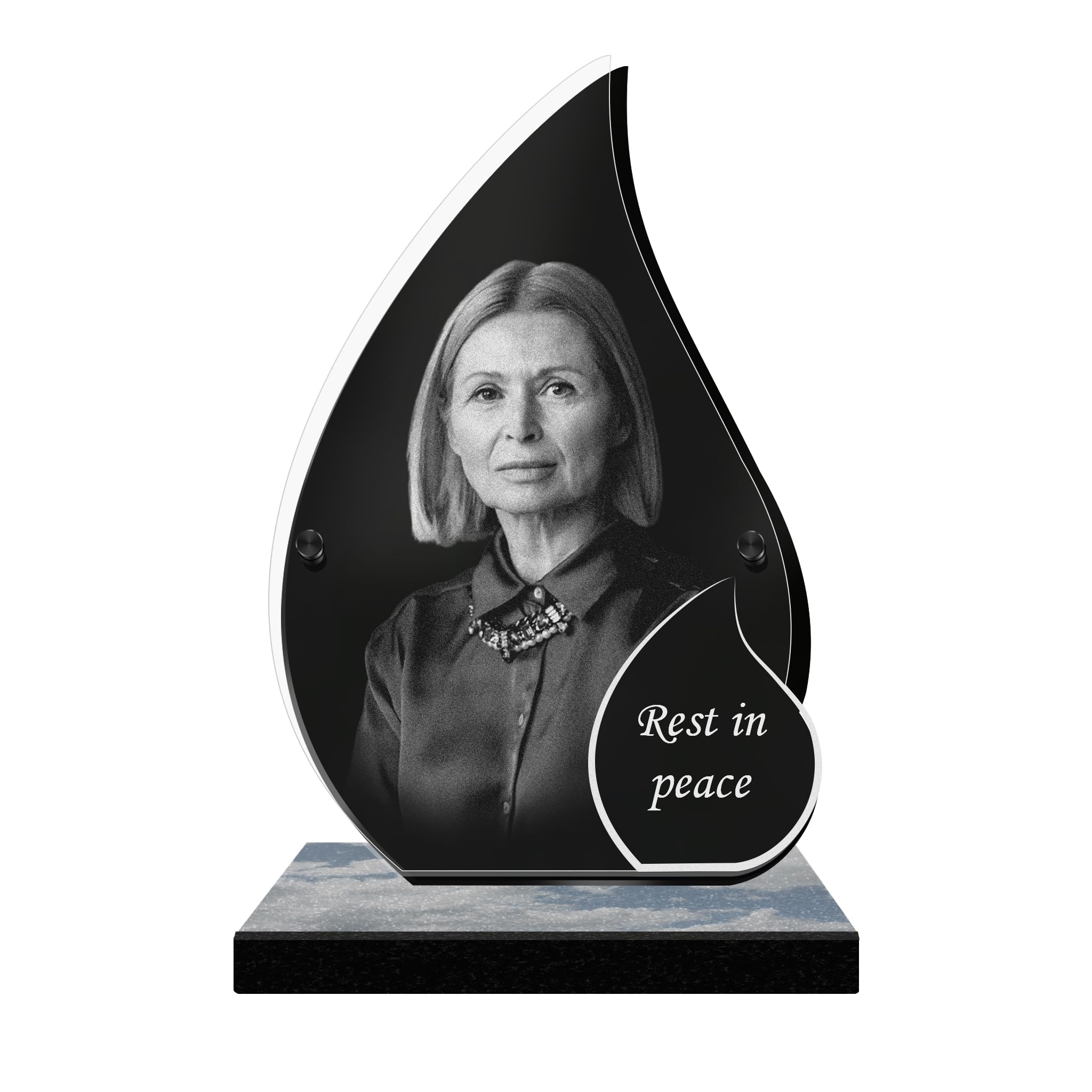 ETERNEL - Personalized Memorial Plaque Glow - Customizable Photo and Text, laser-engraved memorial plaque for tribute, plexiglass, cemetery plaque, tombstone, grave, funeral