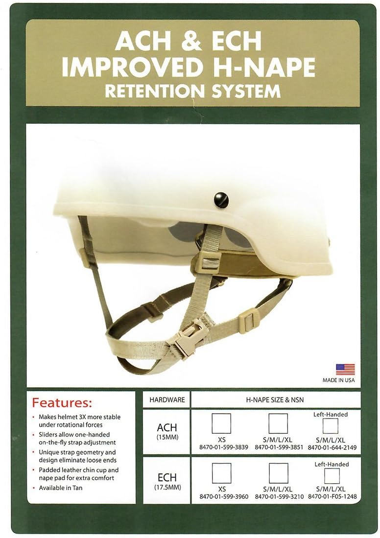 USGI ACH IRS Improved Retention System H-Nape Helmet Chin Strap