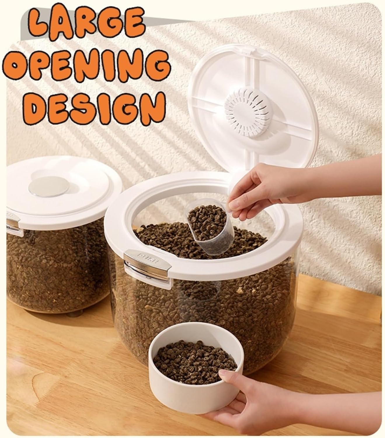 Dog Food Storage Container, Cat Food Container Jar With Airtight Lid, 9-18lbs Versatile Pet Food Bin Of Dog Cat Bird And Other Small Animal Food, Pet Food Organizer Dispenser With Lid And Scoop