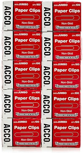 Miniatura 7 de ACCO - Clips de papel jumbo, antideslizantes, de alta calidad, alambre de acero, capacidad de 20 hojas, color plateado, 1 caja de 100 clips