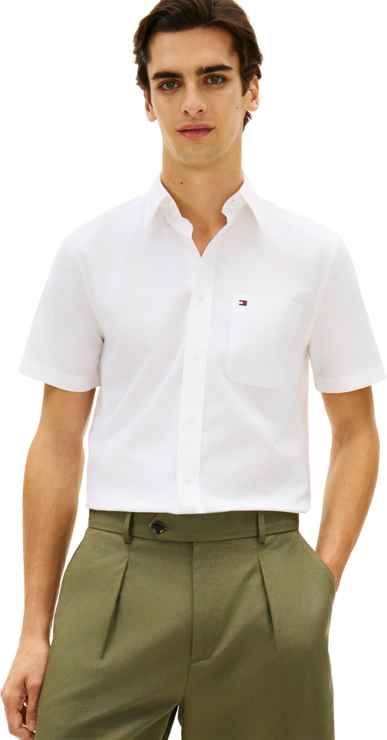 Tommy Hilfiger Herren Light Oxford Solid Ss Bd Shirt Mw0mw42285 S/S Shirt (1er Pack)