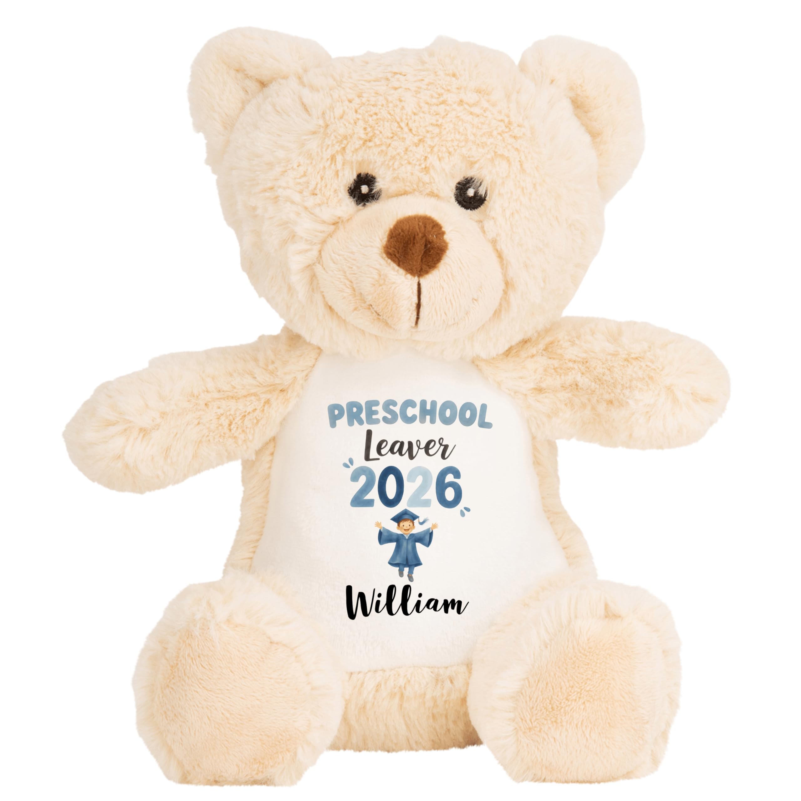 Leaving Preschool Gift Cuddly Toy - Personalised Pre School Graduate 2026 Blue Boy Customised Teddy Toddlers and Kids Plush Named Nursery Starting School Leaver Party Last Day Soft Plushie - Brown Ted
