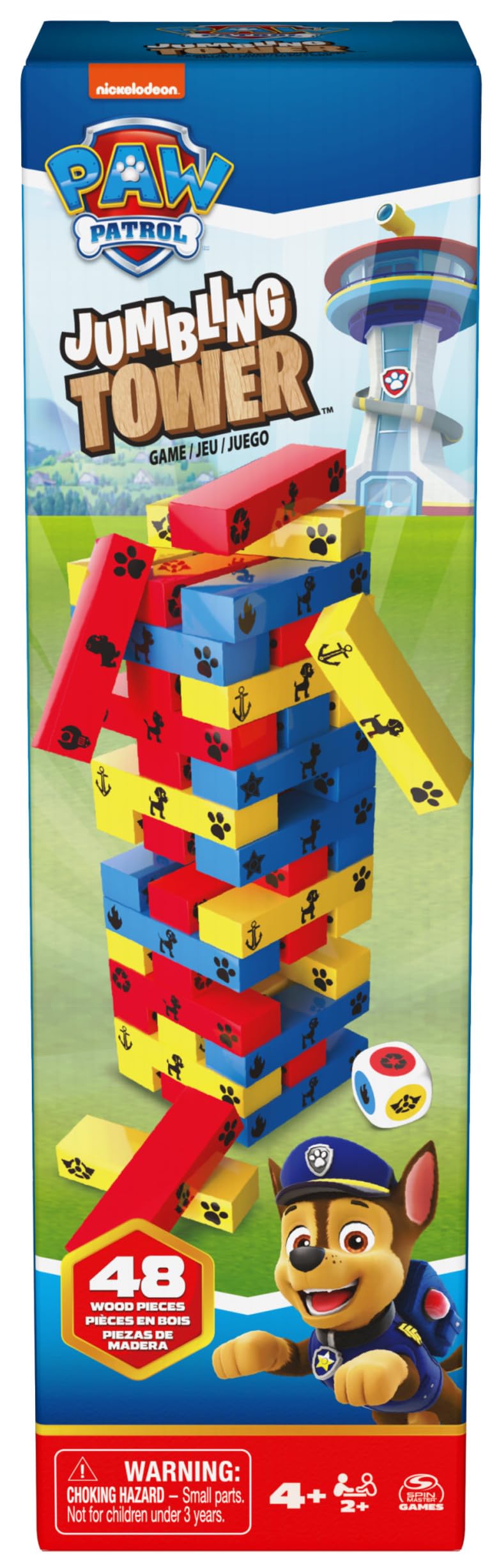 PAW Patrol, gioco Jumbling Tower da Spin Master Games, gioco da tavolo in legno colorato per impilare, costruire e rovesciare, giocattoli PAW Patrol, per bambini in età prescolare dai 4 anni in su