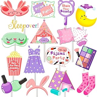 36pcs Pajama Slumber Party Cupcake Toppers Sleepover Party Cake Cupcake Picks Decorations for Girls Pajama Theme Birthday ...