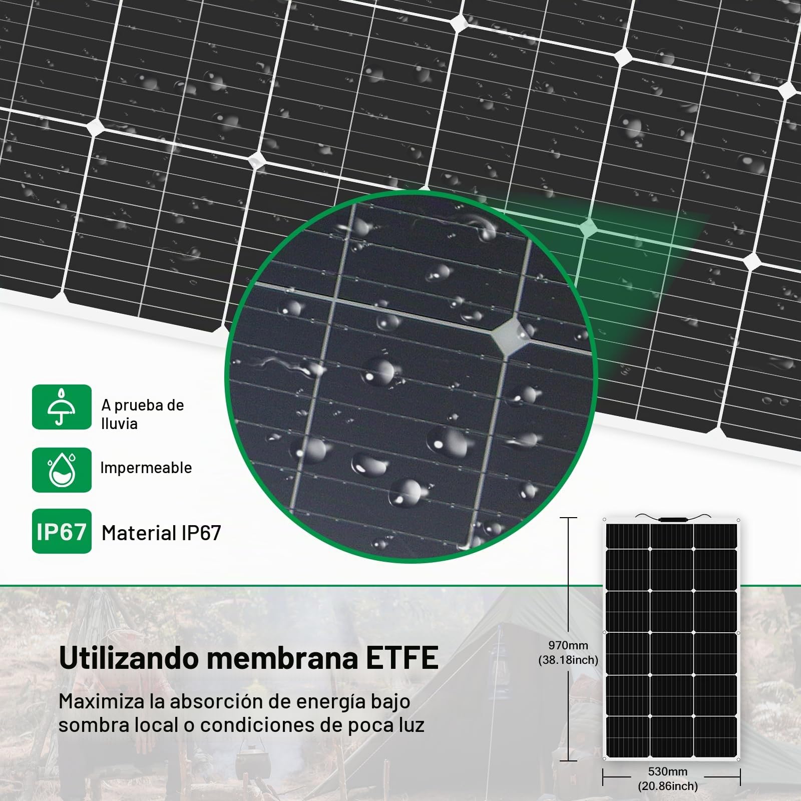 Kit flexible de panel solar de batería de panel solar de 100W 12V con controlador solar de 10A y cable adaptador de PV para caravana, autocaravana, RV, automóvil y carga de batería de 12 V (100)