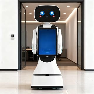 Front Desk Robot - Multilingual AI Reception with 52 Language Support for International Hotels and Airports, Autonomous Service with Touch Screen and Real-Time Translation