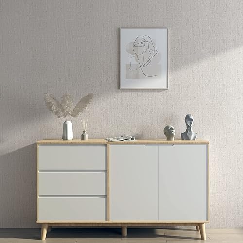 Miniatura 3 de FUKU MON Papel tapiz azul de 24 x 394 pulgadas, papel tapiz de tela gruesa, autoadhesivo, de lino sintético, texturizado, papel de contacto