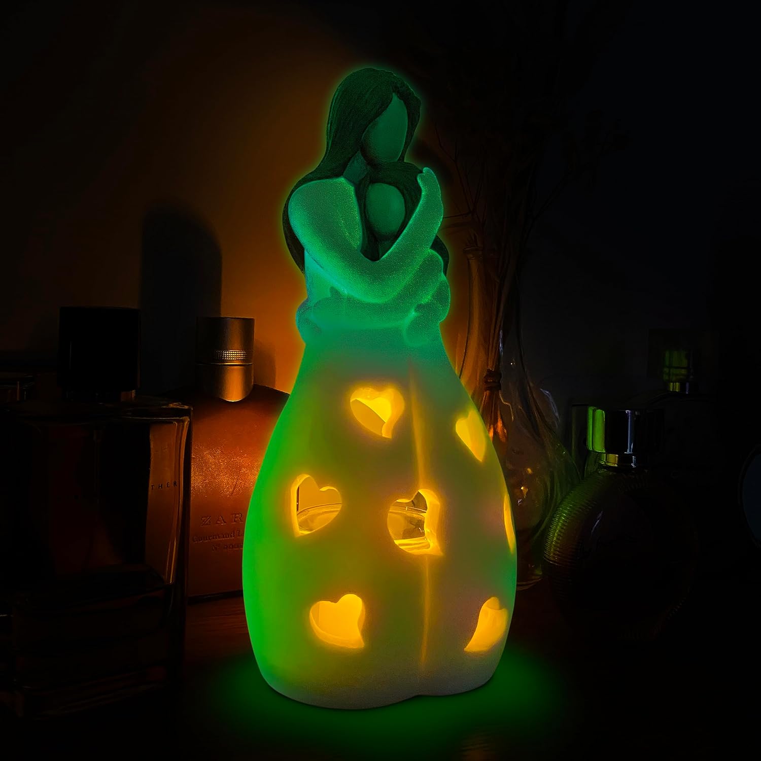 Regalos Para Hija De Mamá Estatua De Portavelas Que Brilla En La Oscuridad Con Vela Led Parpadeante Ideas Unicas Para El Dia De La Madre Navidad