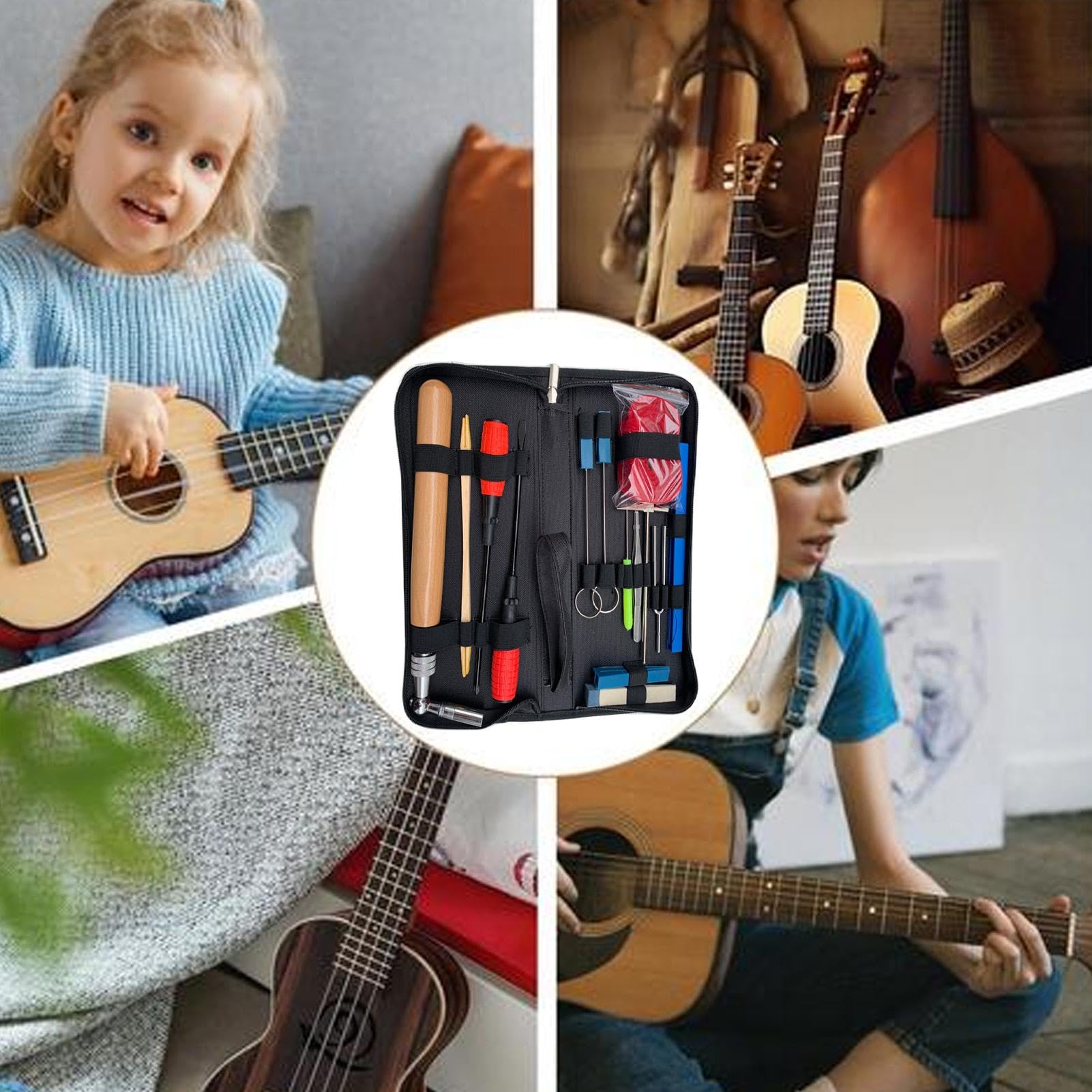 Juego de afinación de piano, juego de afinador de piano, juego profesional de afinación de piano, 16 piezas, amortiguador de afinación de piano, de llave para casa, oficina, familia | Herramientas para afinar pianos, accesorios para piano para el hogar