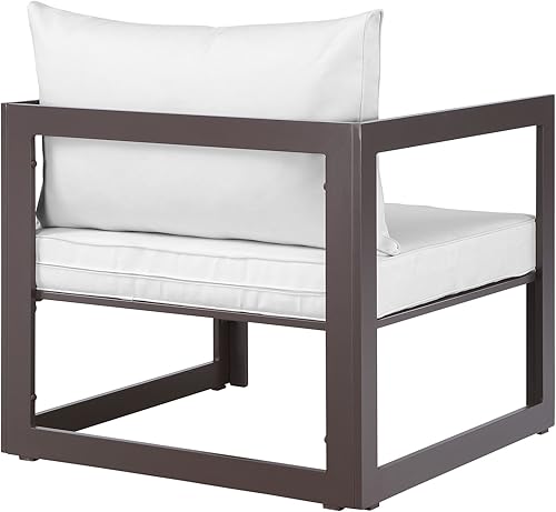 Vista 55 de Modway Fortuna otomana de aluminio para patio al aire libre, color blanco y gris