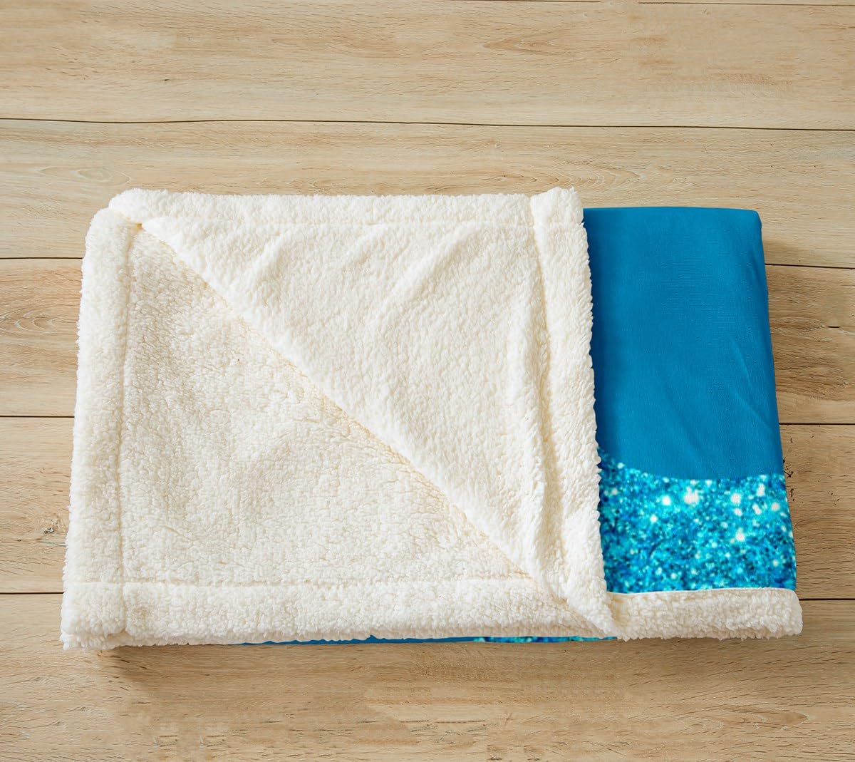 Coperta in pile Sherpa con fiocco blu scuro glitterato, 76 x 101