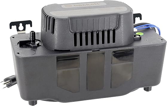 Beckett BK171UL Condensate Pump with Safety Switch, 115V, 17 ft Max Lift, 112 GPH, Automatic On/Off Operation, Black