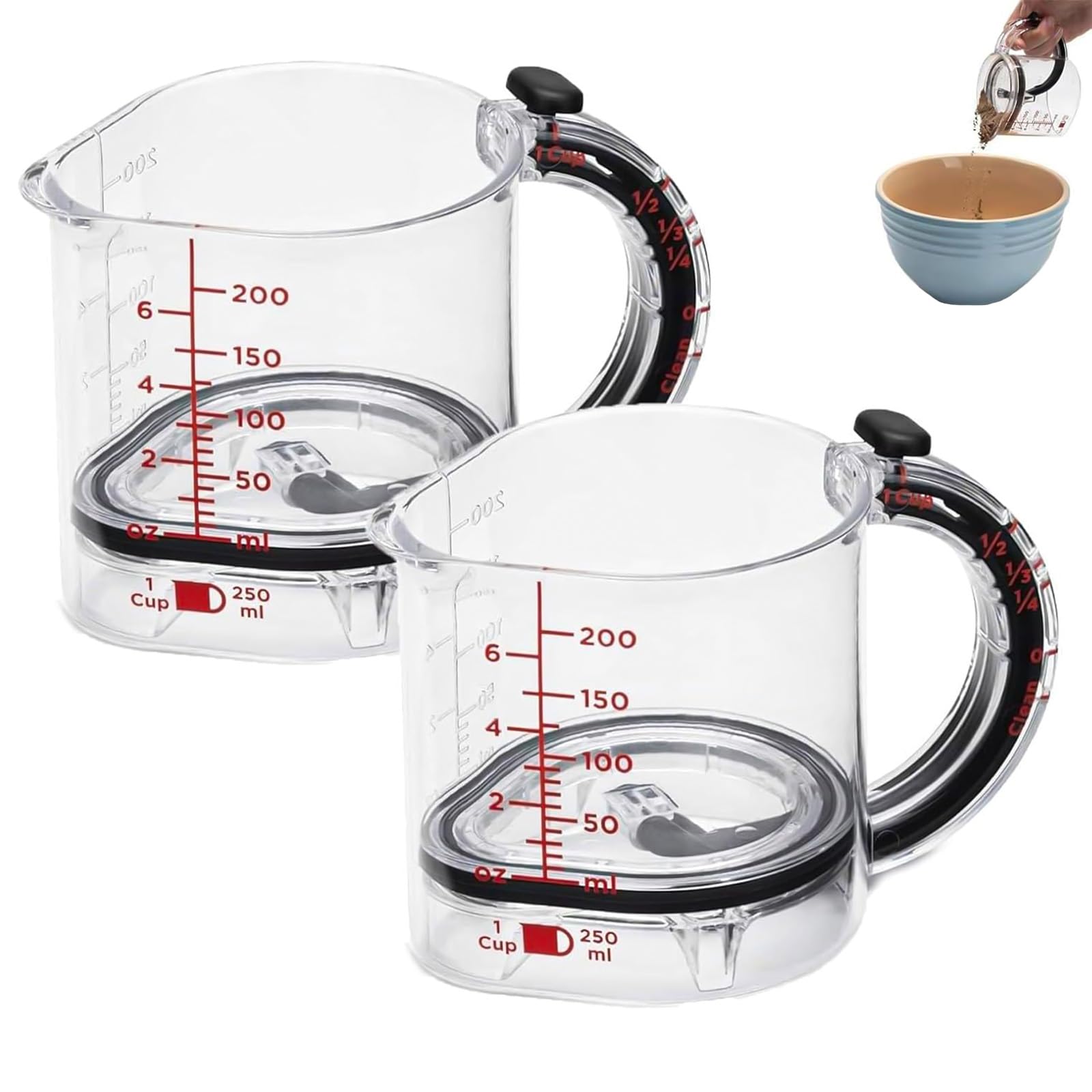 4-in-1 Adjustable Measuring Cup, Multi-Functional Measuring Cup with Scraper-Style Seal Base, Space-Saving Easy to Clean No Waste Design, Multi Measurings Cube Cups for Cooking and Baking(1pc)