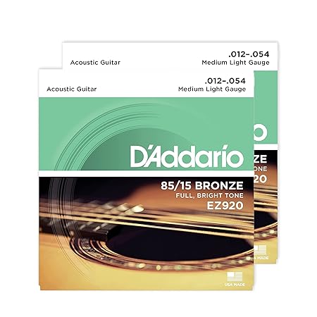 D'Addario EZ920 85/15 Bronze Medium Light Acoustic Guitar String (2 Pack)
