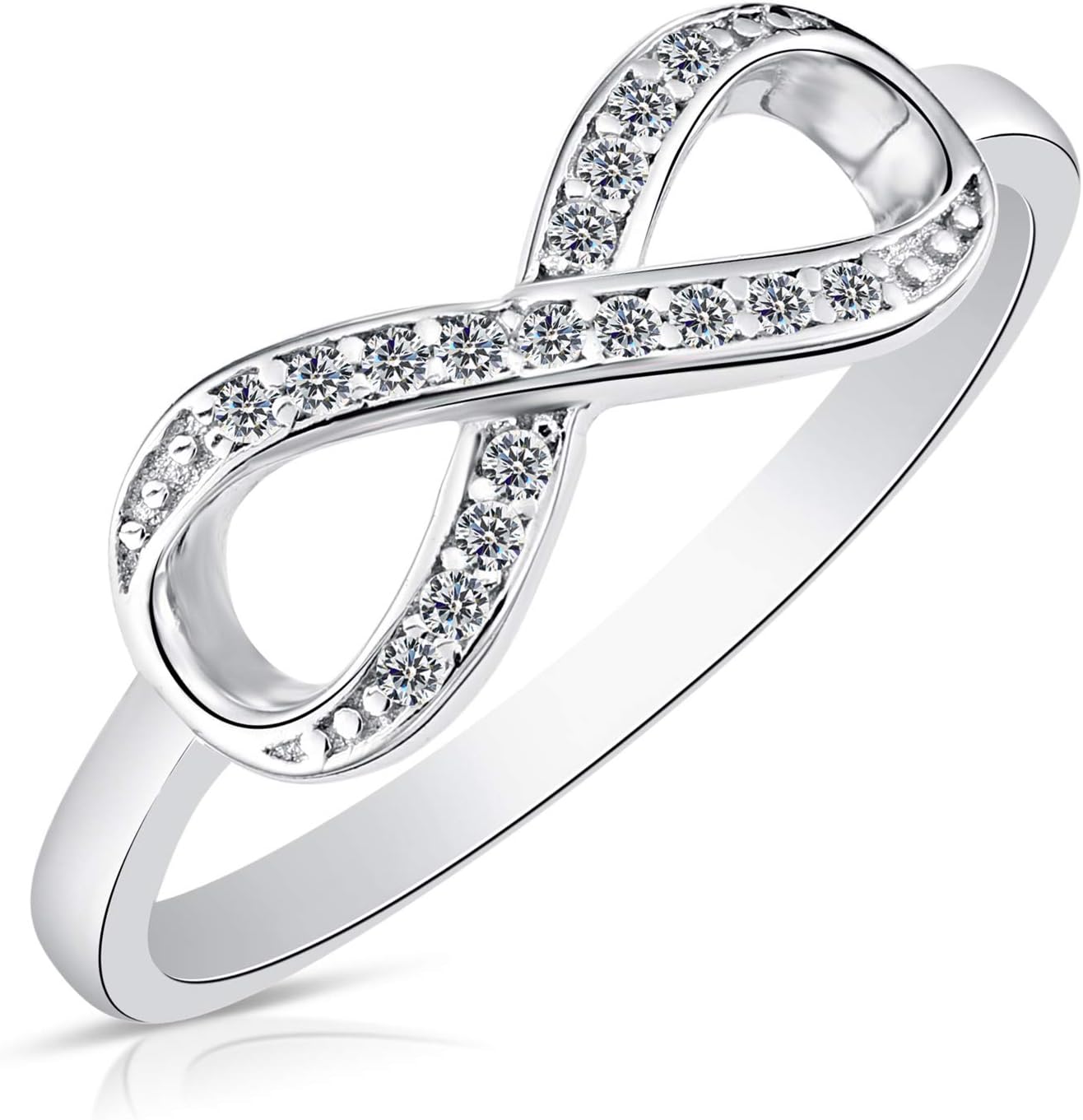 TILO JEWELRY 925 Sterling Silver Forever Infinity Ring with CZ