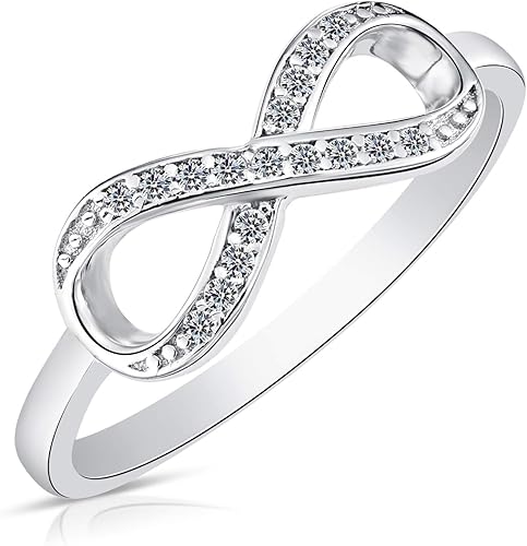 TILO JEWELRY Anillo Forever Infinity de plata de ley 925 con circonita cúbica Circonita plata de ley plata circonita