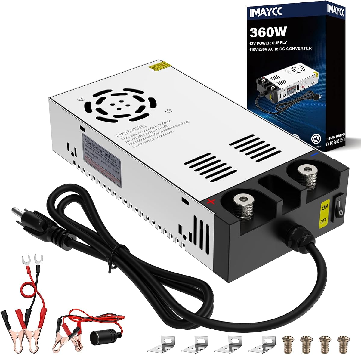 IMAYCC 12V Power Supply for Diesel Heater,120v to 12v DC Converter
