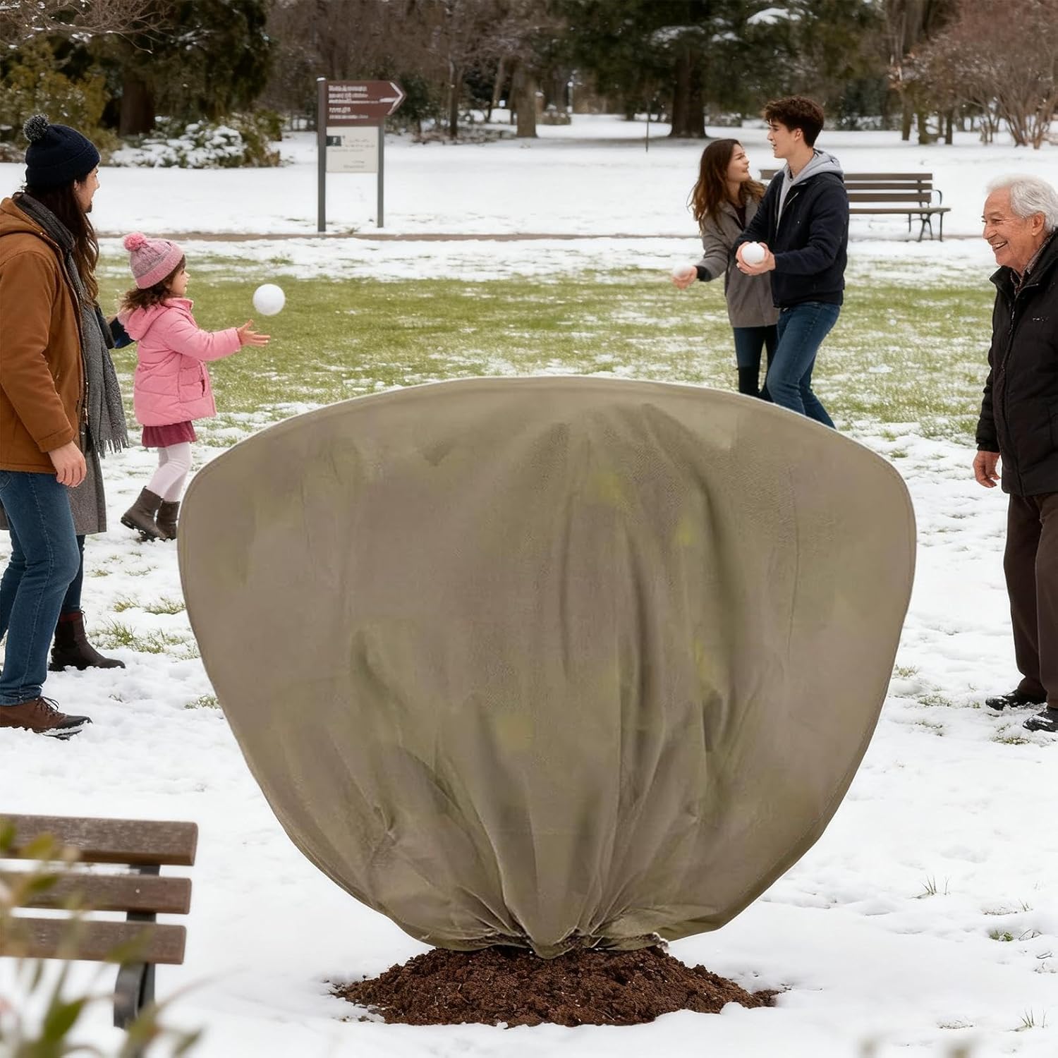 Winter Plant Covers Freeze Protection - 6 Pack Frost Jacket Bags, Non-Woven Fabric Cold Weather Blankets with Drawstring | Reusable Shrub Tree Garden Protector for Outdoor Lawn Potted Fruit Plants
