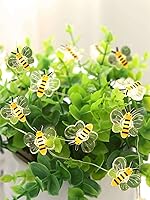 Vista 9 de Luces de Cadena Decorativas de Abejas de 10 pies, Cadena de Luces con 30 Bombillas LED en Forma de Abeja Operadas por Batería, Luces de Hadas