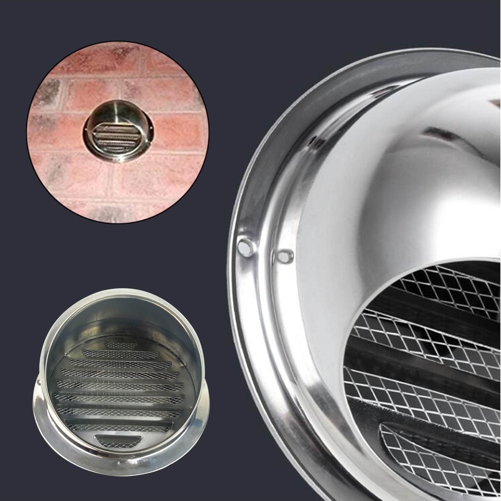 Tapa De Ventilación para Casa, 80mm 125mm 150mm 200mm 300mm Rejilla Redonda Tapa De Ventilación, Campana De Ventilación De Acero Inoxidable 304, Protección contra La Intemperie