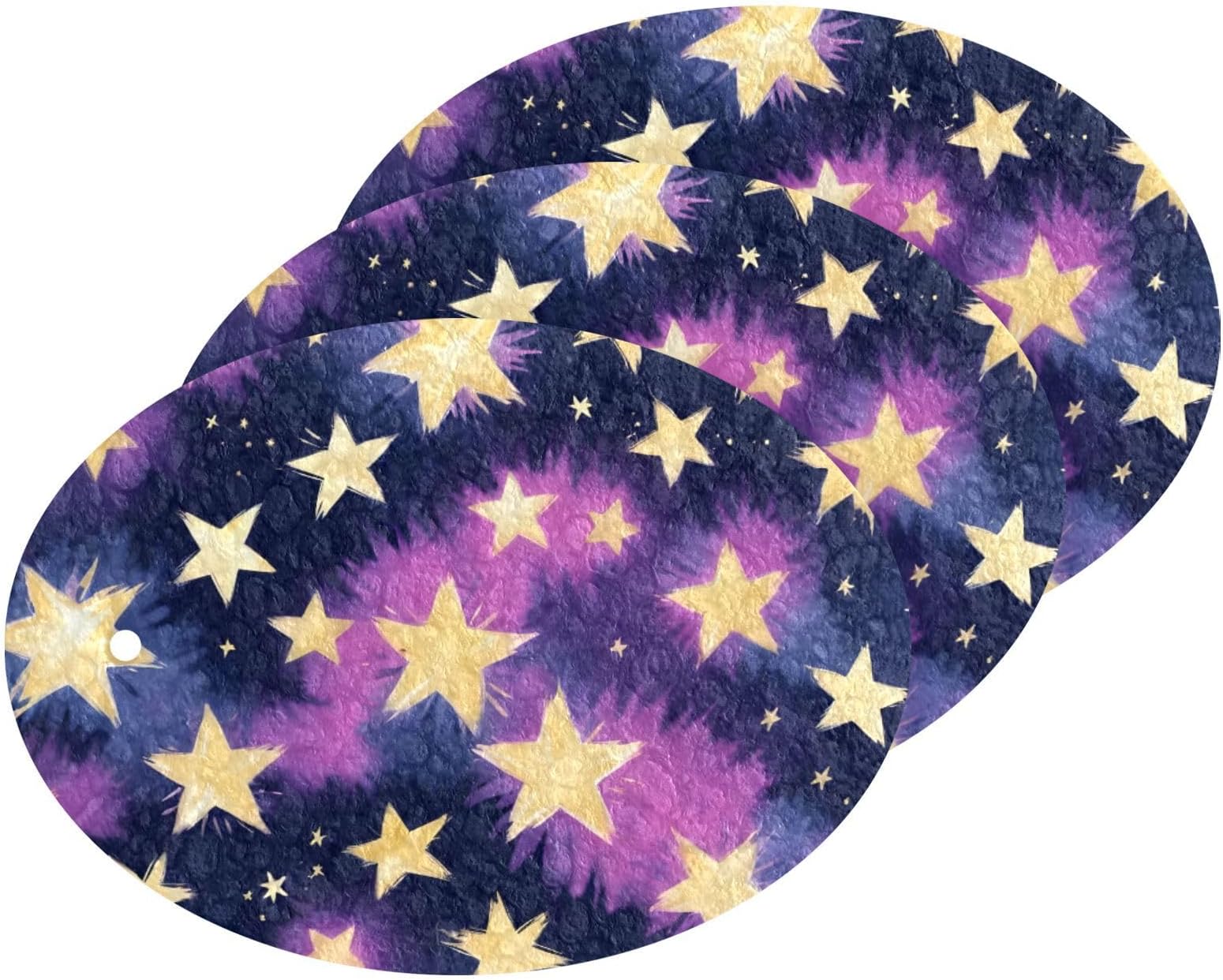 Zero Scratch Scrub Sponges, 3 Kitchen Sponges for Washing Dishes and Cleaning The Kitchen and Bath, Cleaning Power for Everyday Jobs,Tie-dye Stars Purple(3 Count)