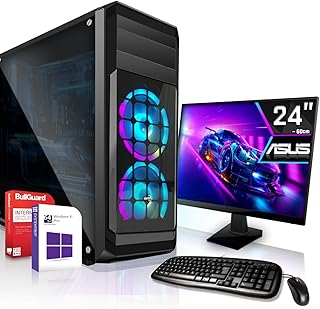 AMD Ryzen 5 3350GE 4x3.9GHz Komplett PC-Paket Set mit 24 TFT - Monitor/Tastatur Maus | 16GB DDR4 |256GB M2 SSD und 1TB Fes...