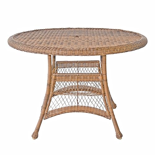 Jeco Wicker Round Dining Table, 44", Honey