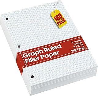Sponsored Ad - 1InTheOffice Binder Graph Paper, 3 Hole Small Graph Paper, 8x10.5 White, 160 Sheets/Pack
