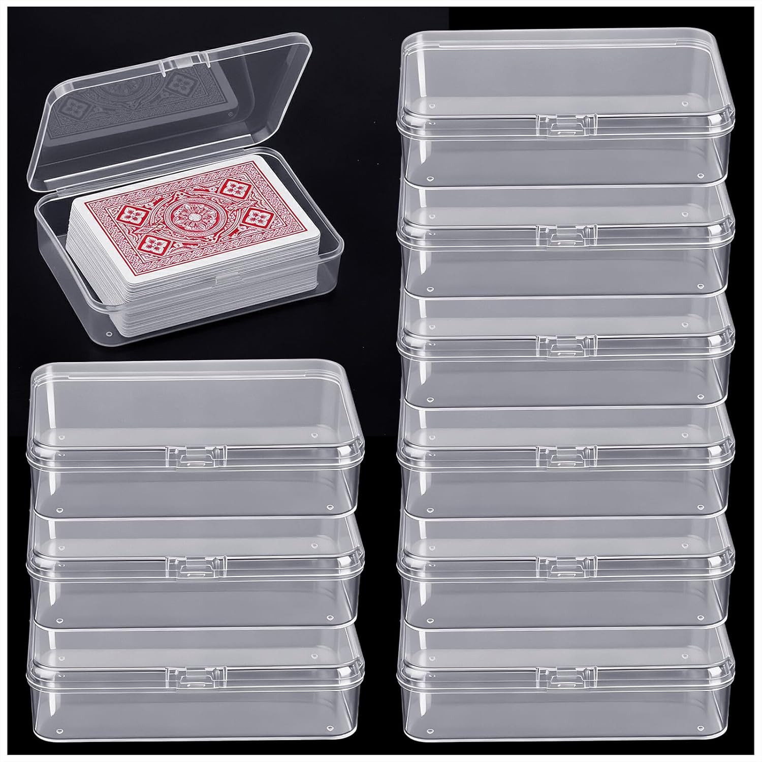 HFKPJRT 10 Pcs Clear Plastic Playing Card Boxes, Card Case Holder with Snap Closure for Poker, Trading, Sports & Business Cards - Deck Storage Organizer