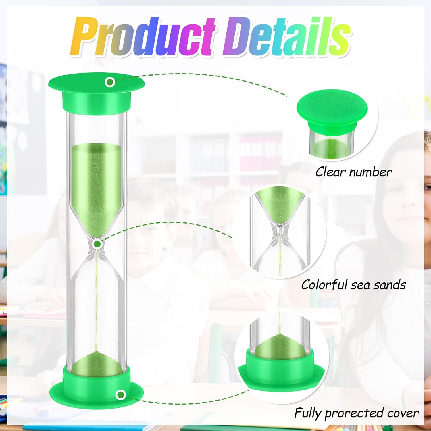 Relaxweex 96 Pcs 5 Minute Sand Timer Bulk Colored Plastic Mini Multicolor Hourglass Stand Timer for Classroom Teacher School Home Office Time Management (Vivid Color)