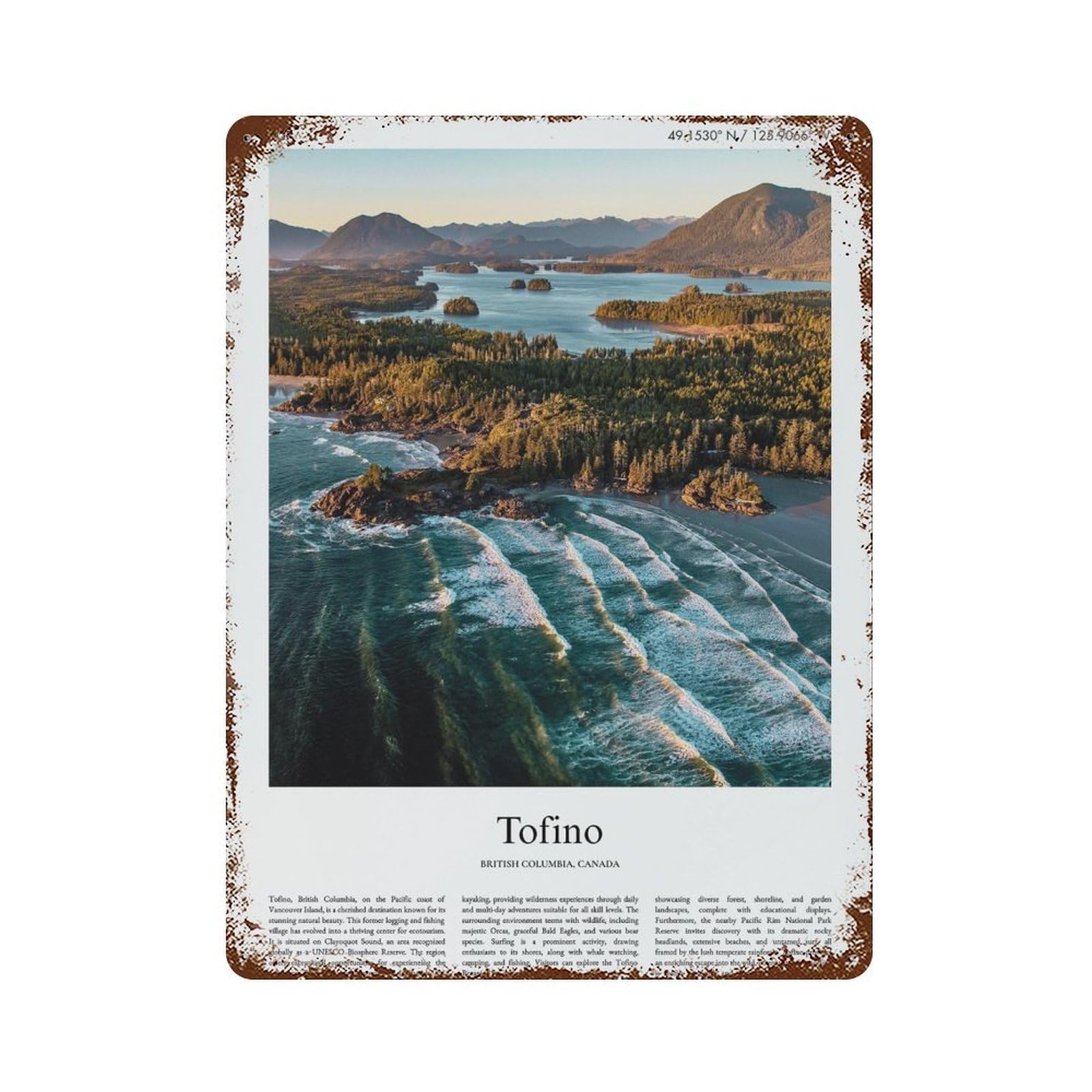 xiaoxiaoshen Tofino British Columbia, Canada City Scenery Wall Decor Art Metal Tin Poster Modern Home Decor Art Home Bar Shop Decorations Vintage Sign 40x30cm